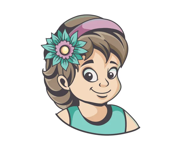 Κορίτσι με το λουλούδι στα μαλλιά — Διανυσματικό Αρχείο