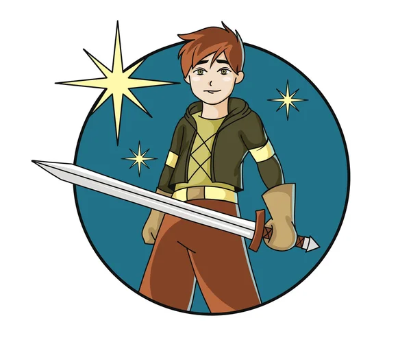 Robin Hood menino com espada — Vetor de Stock
