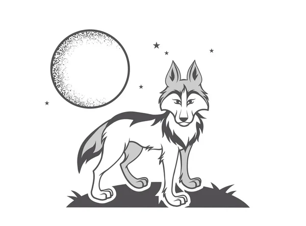 Lobo blanco y negro — Vector de stock