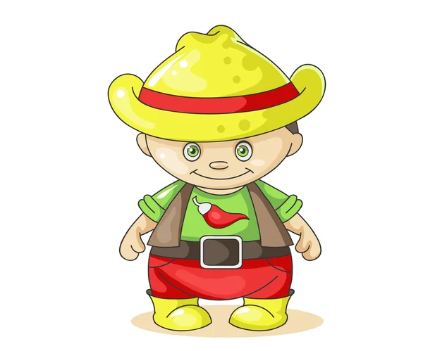 Menino dos desenhos animados cowboy — Vetor de Stock