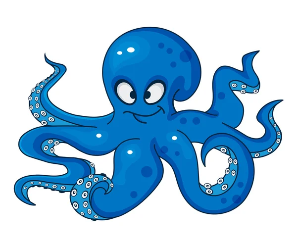 Синий мультяшный осьминог — стоковый вектор