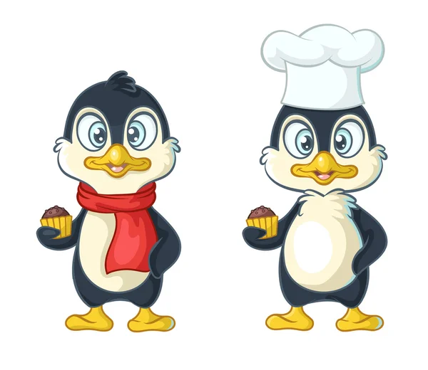 Deux pingouins mignons — Image vectorielle