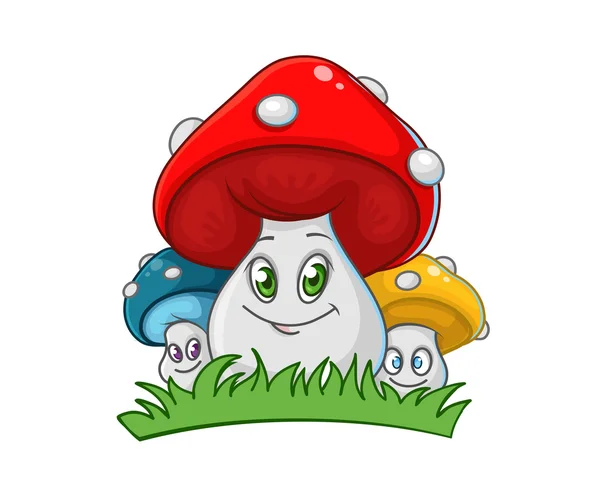 可爱的蘑菇家庭 — 图库矢量图片