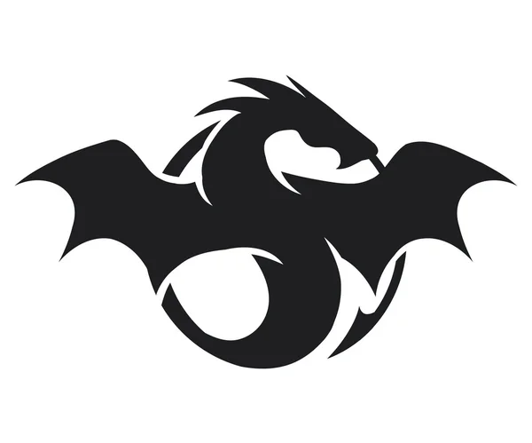 Silhouette of black big dragon — Stock Vector