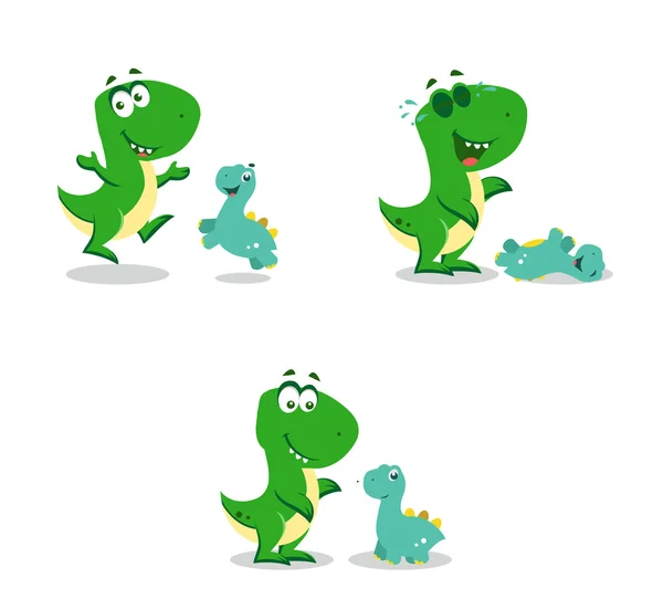 Pequeños dinosaurios divertidos — Vector de stock