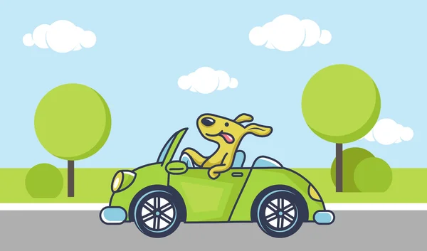 Kutya vezetés autó Stock Illusztrációk