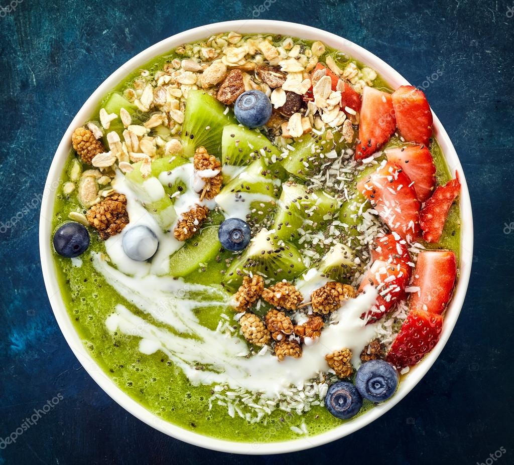 Bowl of breakfast smoothie — Stock Photo © magone 101638780