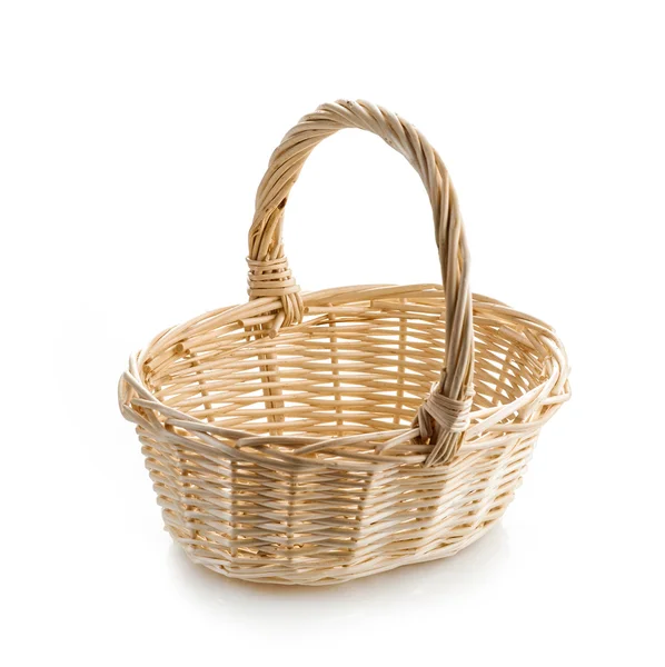 Wooden basket on white background — Stock Photo, Image