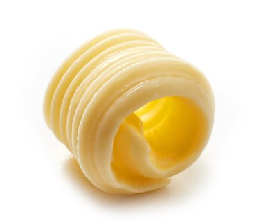 beyaz zemin üzerine tereyağı curl