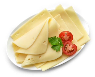 cheese slices on white plate clipart