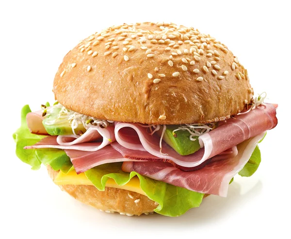 Ontbijt sandwich met gerookt vlees — Stockfoto