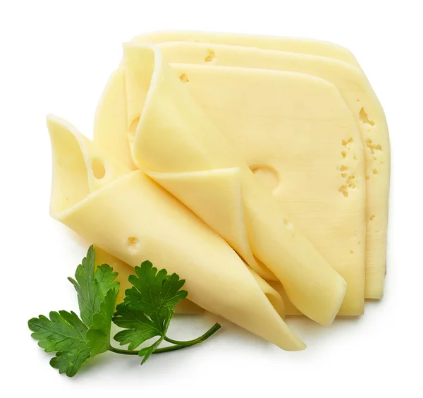 Käsescheiben auf weißem Hintergrund — Stockfoto
