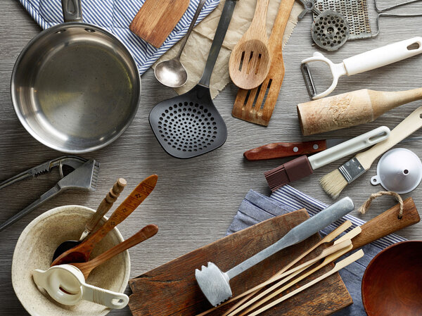 various kitchen utensils