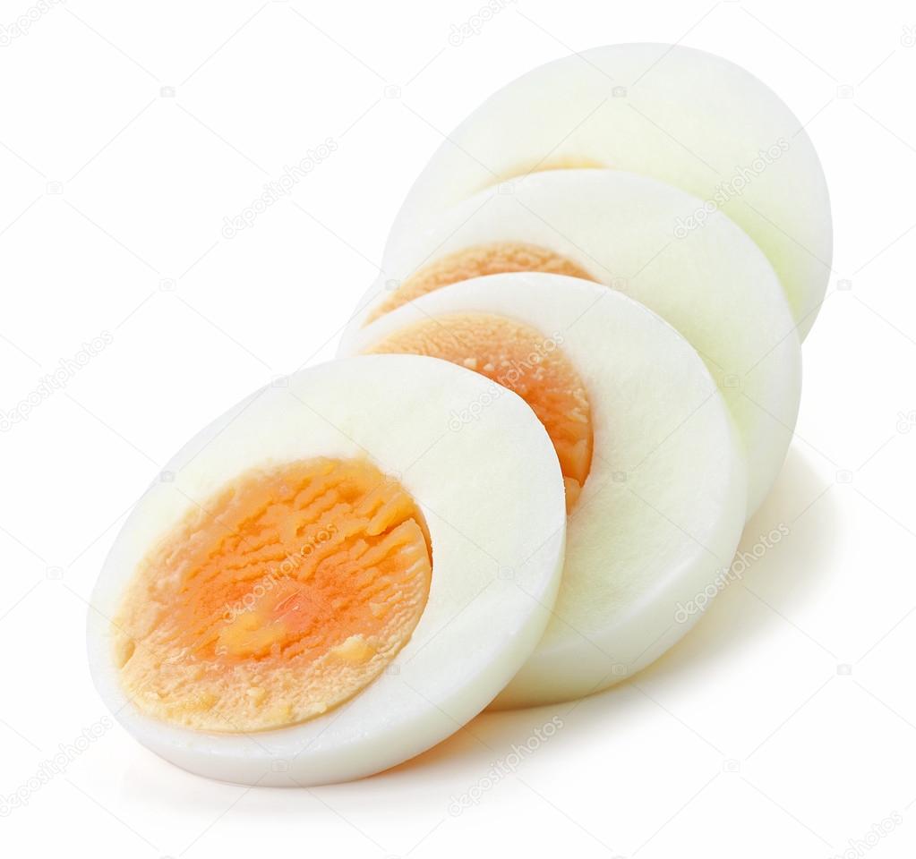 Soft boiled egg cut open yolk white cut out cut-out Stock Photo - Alamy