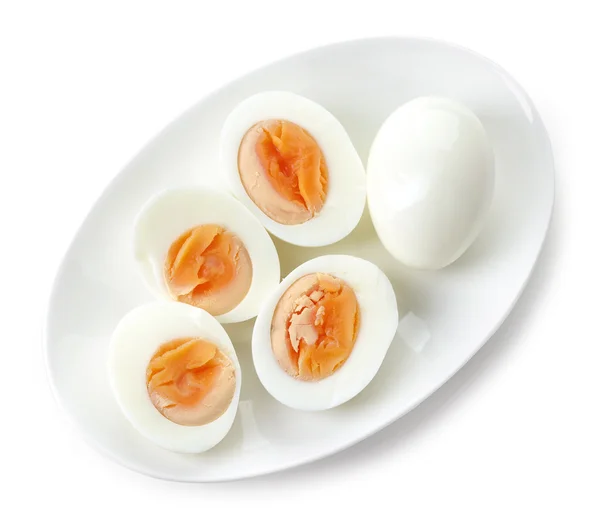 Тарелка из вареных яиц — стоковое фото
