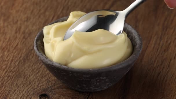 Bowl of mayonnaise — Stock Video