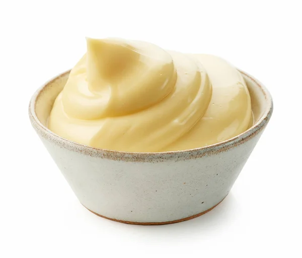 Schüssel Mayonnaise Isoliert Auf Weißem Hintergrund — Stockfoto