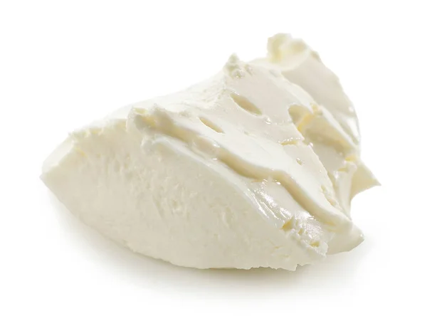 Pedazo Queso Crema Aislado Sobre Fondo Blanco — Foto de Stock