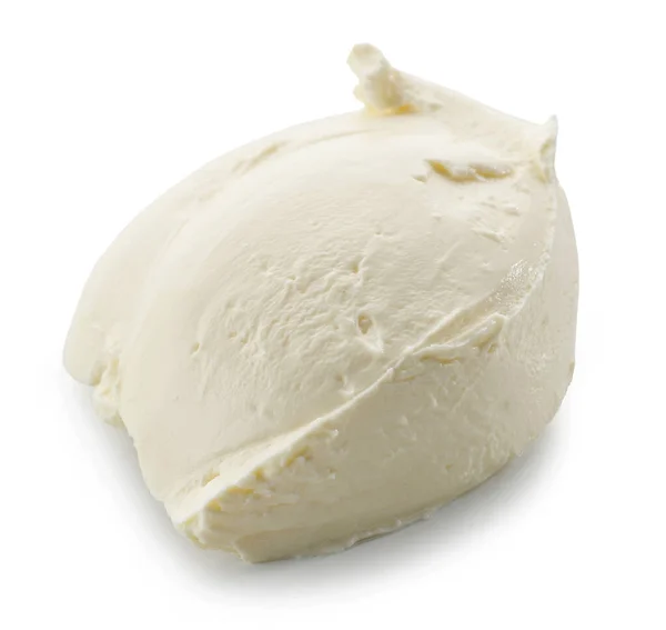 Pezzo Crema Formaggio Isolato Sfondo Bianco — Foto Stock