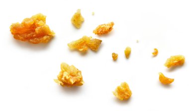 Kırıntılar makro izole edilmiş beyaz arkaplan, üst görünüm