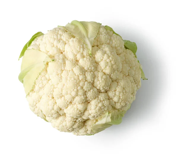 Fresh Raw Cauliflower Isolated White Background Top View — Stock Photo, Image