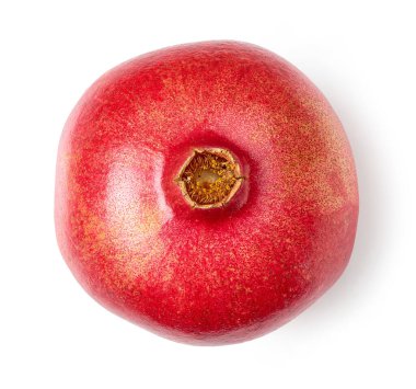 Taze olgun nar meyvesi. Beyaz arka planda izole edilmiş. Üst manzara.