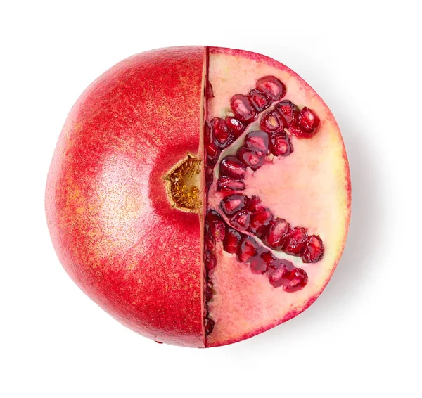 Frische Saftige Granatapfelfrüchte Isoliert Auf Weißem Hintergrund Draufsicht — Stockfoto