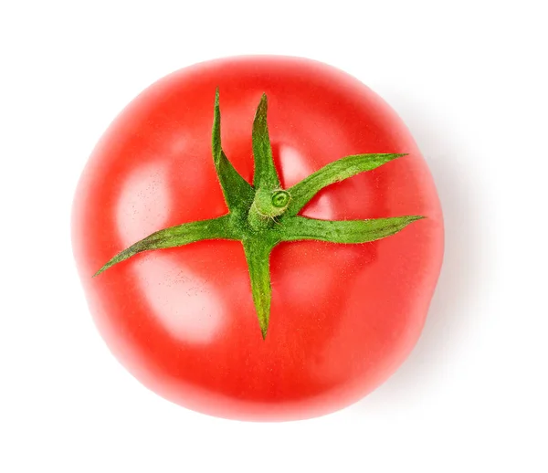 Färsk Röd Tomat Isolerad Vit Bakgrund Ovanifrån — Stockfoto