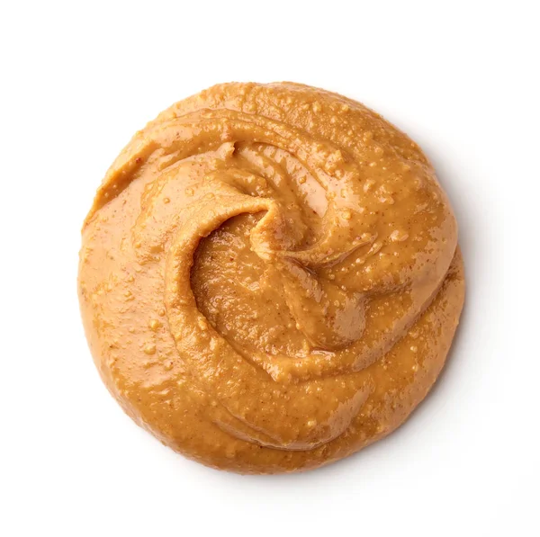 Peanut Butter Swirl Isolated White Background Top View — Stock Photo, Image