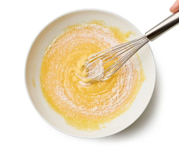 Bowl Mixed Egg Yolks Sugar Corn Starch Making Custard Cream — Stock Photo, Image