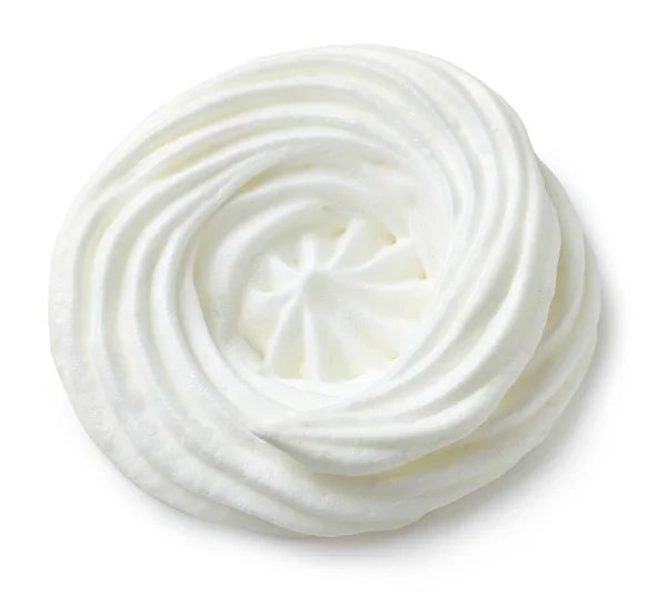 Freshly Baked Meringue Cookie Swirl Isolated White Background Top View — Stock Photo, Image