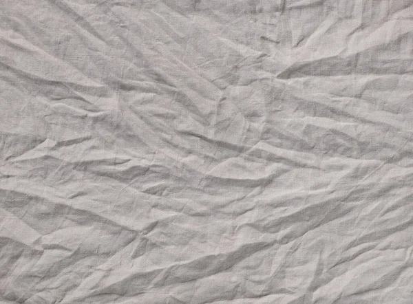 Grey Color Crumpled Linen Fabric Background Top View — Stock Photo, Image