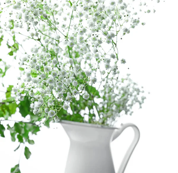 Små Vita Blommor Bakgrund Selektivt Fokus — Stockfoto