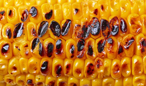 Grilled Sweet Corn Macro Background Top View — Stock Photo, Image