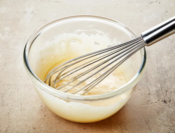 Whipped egg yolk with sugar — Stock Photo, Image