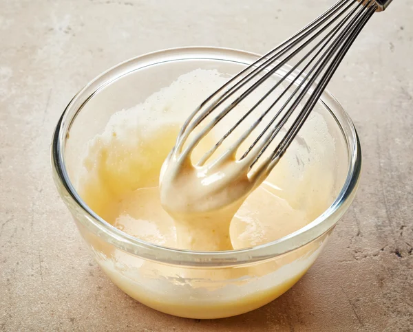 Whipped egg yolk with sugar — Stock Photo, Image