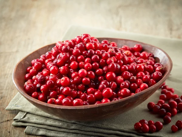 Bowl of cowberries — Stock Photo, Image