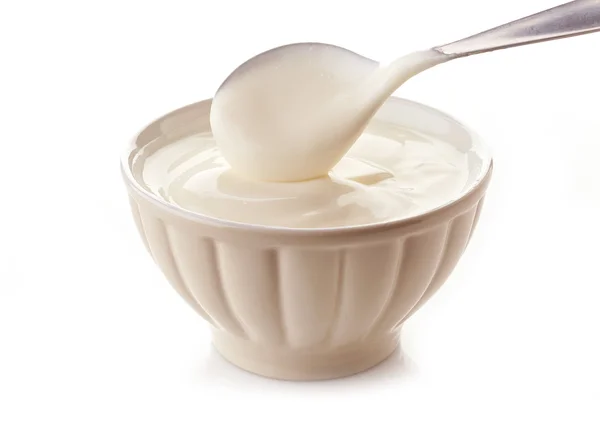 Bowl of greek yogurt — Stock Photo, Image