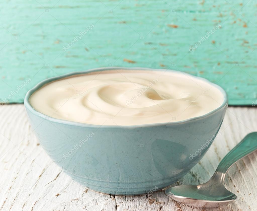 Bowl of greek yogurt — Stock Photo © magone #53734679