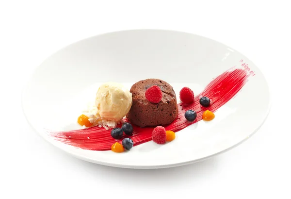 Fondant de chocolate con helado — Foto de Stock