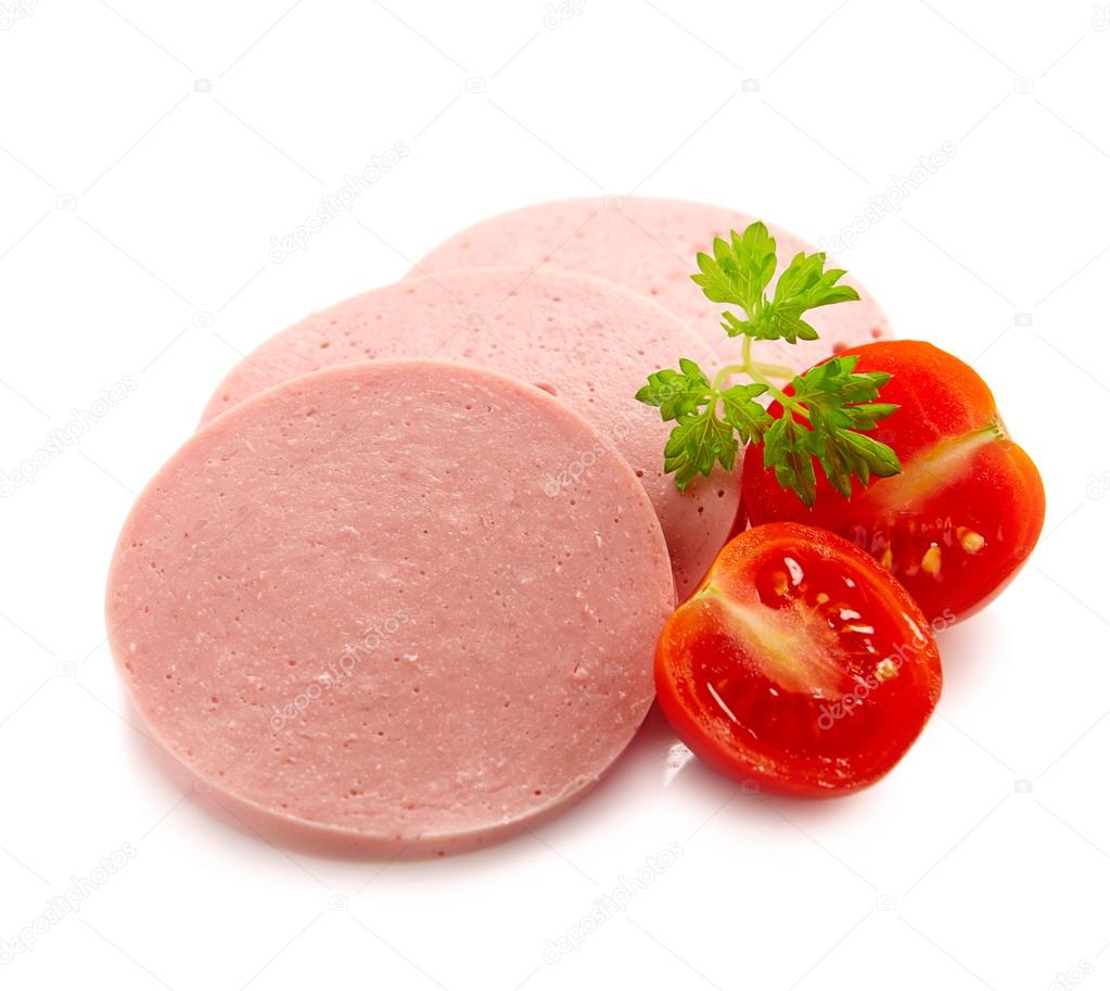 slices of boiled meat sausage