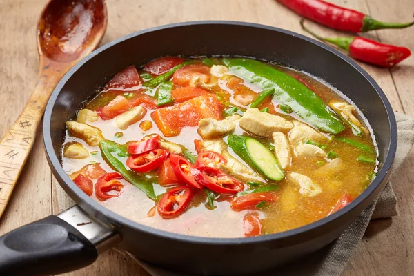Freshly cooked spicy chicken soup — Stock Image Freshly cooked spicy chicken soup Royalty Free Stock Photos