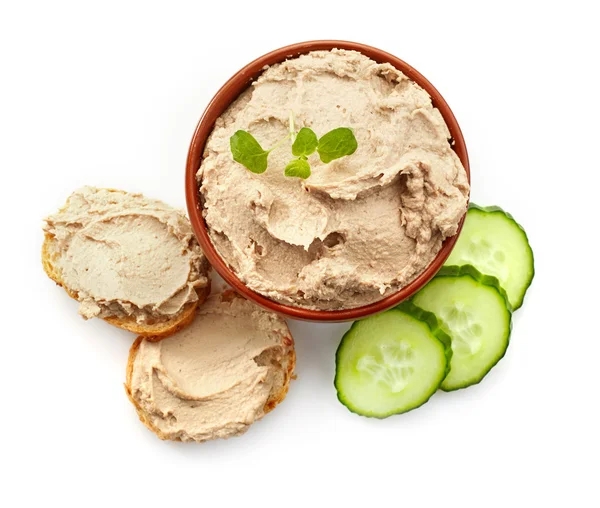 Bowl of liver pate — Stock Photo, Image