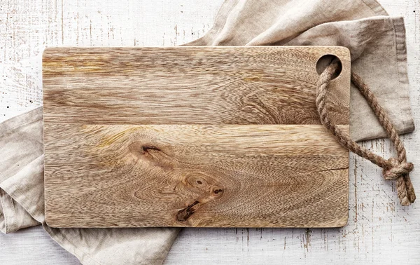 Vedere de sus a plăcii de tăiere din lemn — Fotografie, imagine de stoc