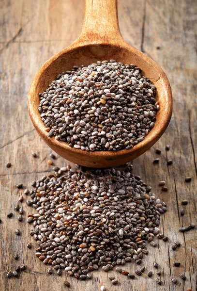 Spoon of chia seeds — Stock Photo, Image