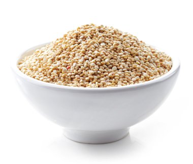 Beyaz quinoa tohumları kase