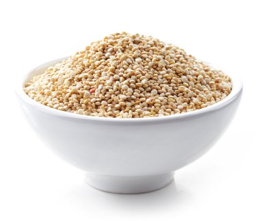 bowl of white quinoa seeds clipart