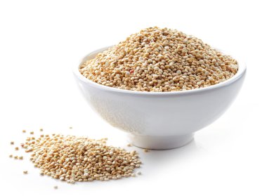 Beyaz quinoa tohumları kase