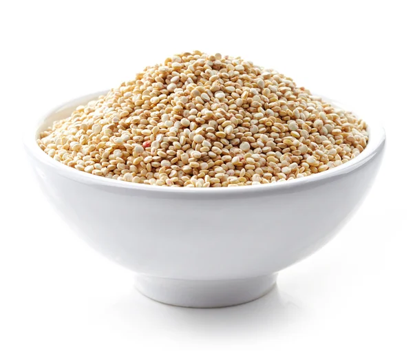 Bowl of white quinoa seeds — Stock Photo, Image