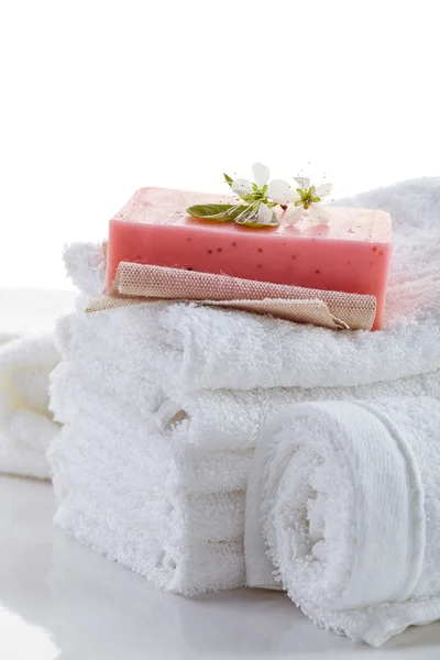 Stack of white towels — Stock Photo, Image